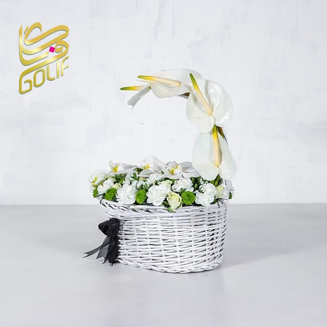 باکس گل تسلیت ترحیم ختم ارسال بهشت زهرا ارسال رایگان به بهشت زهرای تهران ارسال رایگان زیبا لاکچری ارسال فوری سریع گل فروشی آنلاین گل فروشی گلیف جعبه گل زیبا لاکچری آنترویم لیلیوم ارکیده